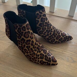 Calf Hair Leopard Print Ankle Booties